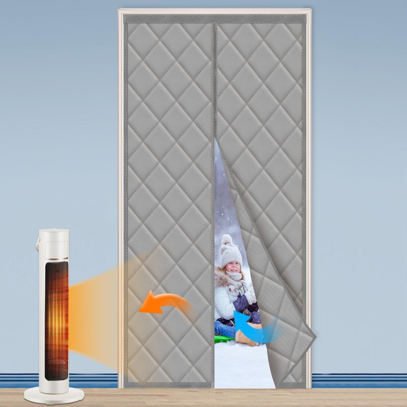 HADOR Magnetic Thermal Insulated Door Cover Curtain  Ultra-Durable Doorway Curtain 30"" x 80""  Temporary Door Insulation to Keep Warm in Winter and Cool in Summer  Soundproof Windproof Door Blanket - Image 1